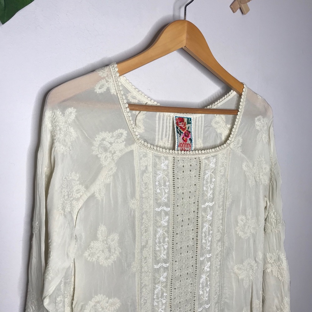 Johnny Was rayon embroidered crochet tunic - Picture 4 of 16